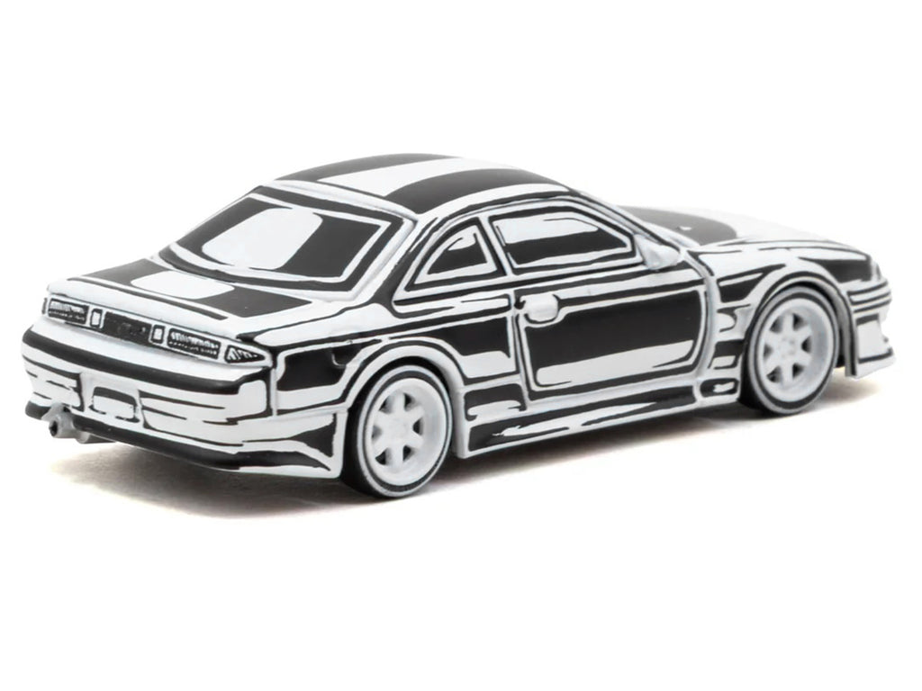 VERTEX Silvia (S14) "Designed by Joshua Vides" Black and White "Global64" Series 1/64 Diecast Model Car by Tarmac Works - image 3