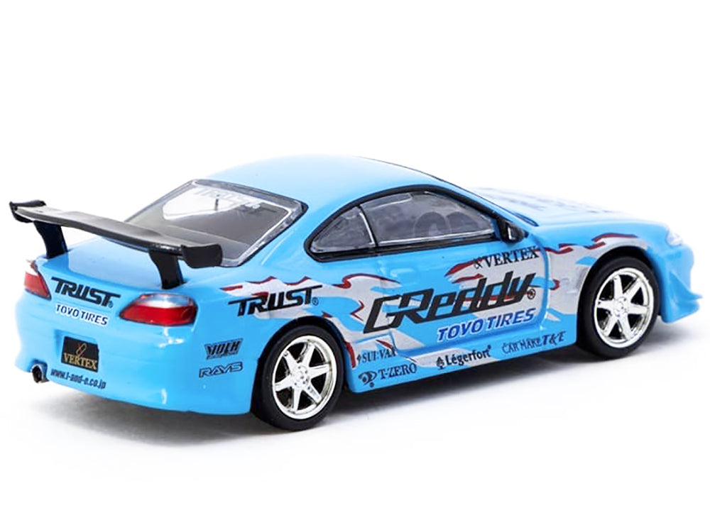 Nissan Silvia (S15) Vertex RHD (Right Hand Drive) "GReddy" Light Blue "Global64" Series 1/64 Diecast Model by Tarmac Works - image 3
