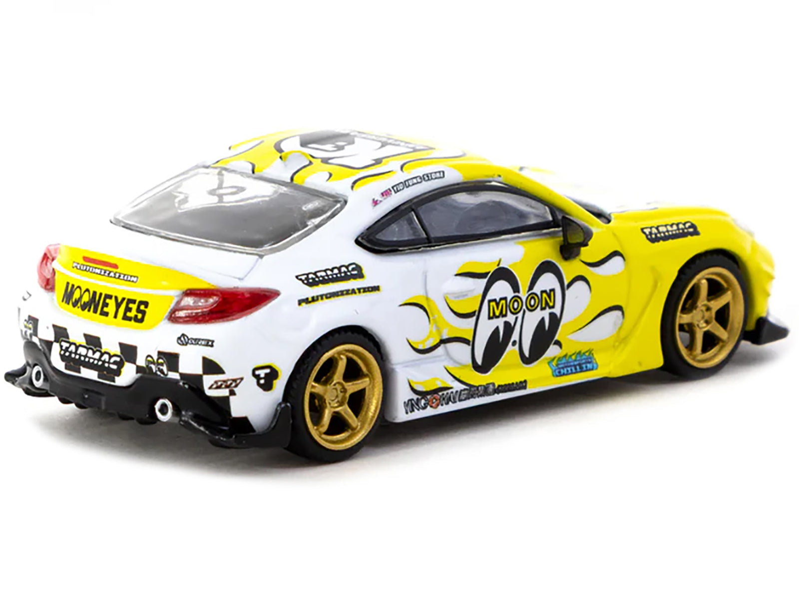 Toyota GR86 RHD (Right Hand Drive) "MoonEyes" White with Yellow Flames and Graphics "Global64" Series 1/64 Diecast Model by Tarmac Works - image 3
