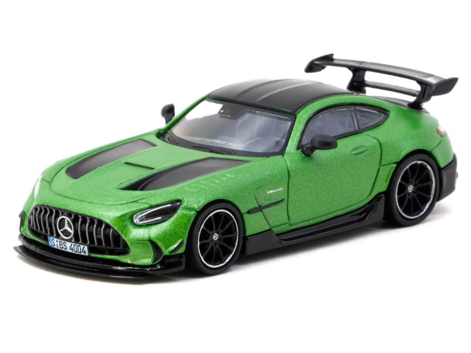 Mercedes-Benz AMG GT Black Series Green Metallic with Black Top and Hood Stripes "Global64" Series 1/64 Diecast Model by Tarmac Works - image 2