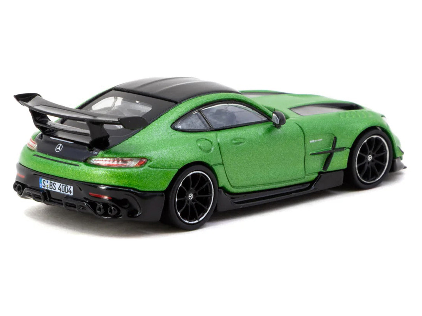 Mercedes-Benz AMG GT Black Series Green Metallic with Black Top and Hood Stripes "Global64" Series 1/64 Diecast Model by Tarmac Works - image 3