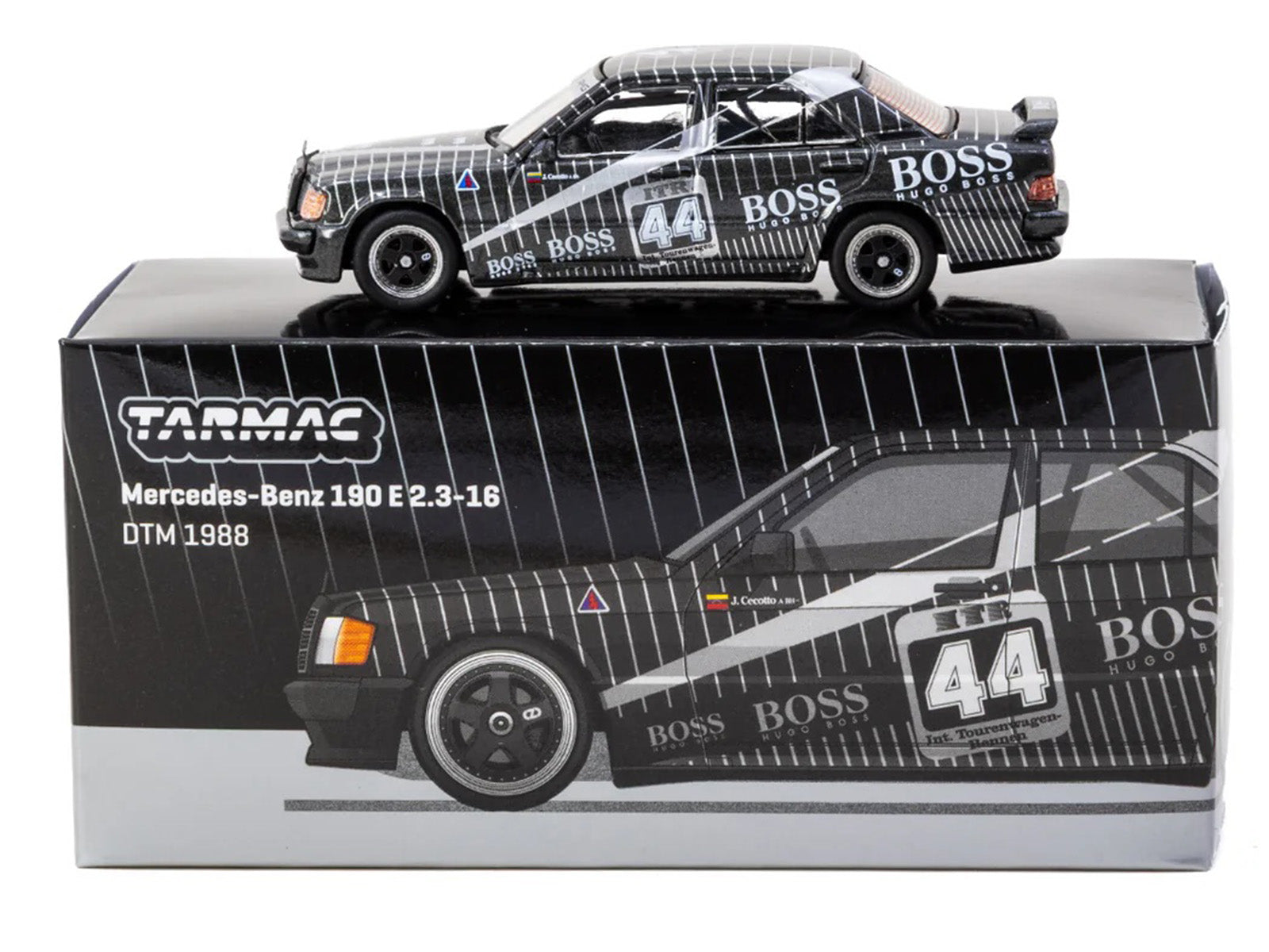 Mercedes-Benz 190 E 2.3-16 #44 Johnny Cecotto "Deutsche Tourenwagen Meisterschaft (DTM)" (1988) "Global64" Series 1/64 Diecast Model Car by Tarmac Works - image 4