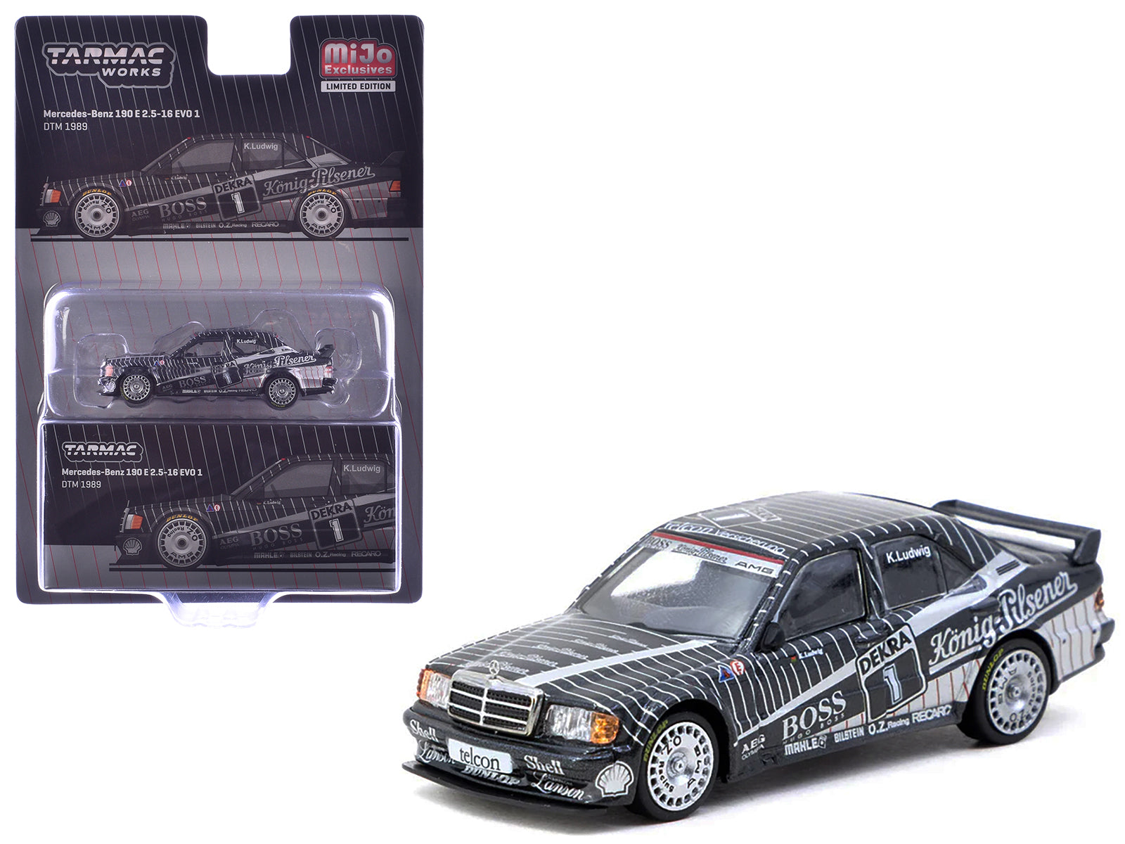 Mercedes-Benz 190 E 2.5-16 EVO 1 #1 Klaus Ludwig "Deutsche Tourenwagen Meisterschaft (DTM)" (1989) "Global64" Series 1/64 Diecast Model by Tarmac Works