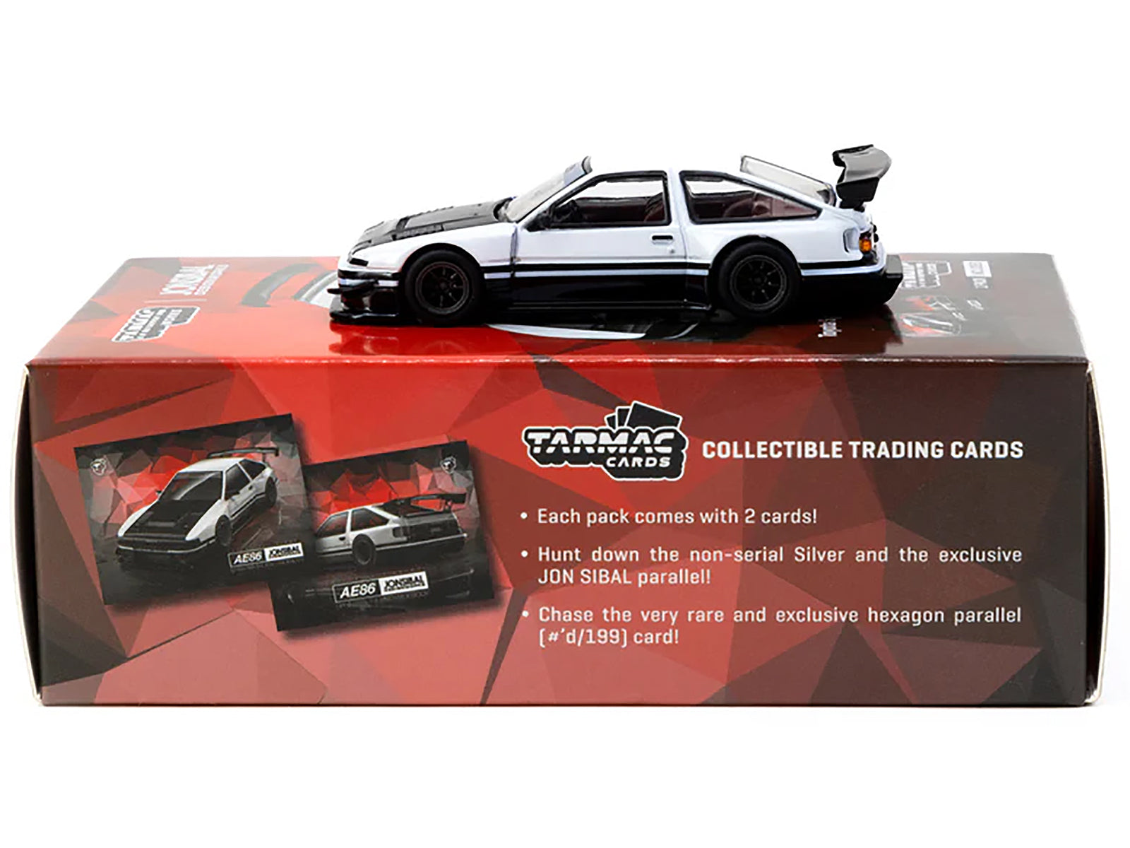 Toyota Sprinter Trueno AE86 Widebody RHD (Right Hand Drive) White and Black with Tarmac Cards "Global64" Series 1/64 Diecast Model by Tarmac Works - image 3