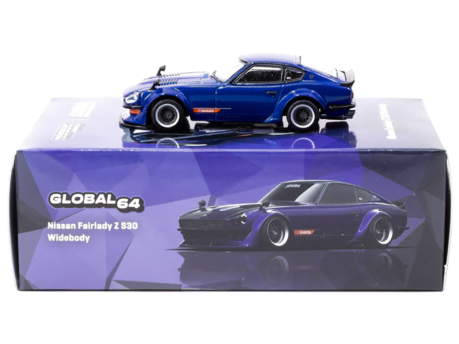 Nissan Fairlady Z S30 Widebody RHD (Right Hand Drive) "Designed by Jon Sibal" Blue Metallic "Global64" Series 1/64 Diecast Model Car by Tarmac Works - image 3