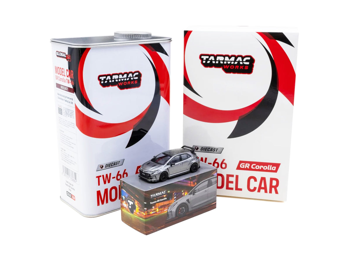 Toyota GR Corolla RHD (Right Hand Drive) Gray Metallic with Metal Oil Can Packaging "Global64" Series 1/64 Diecast Model Car by Tarmac Works - image 5