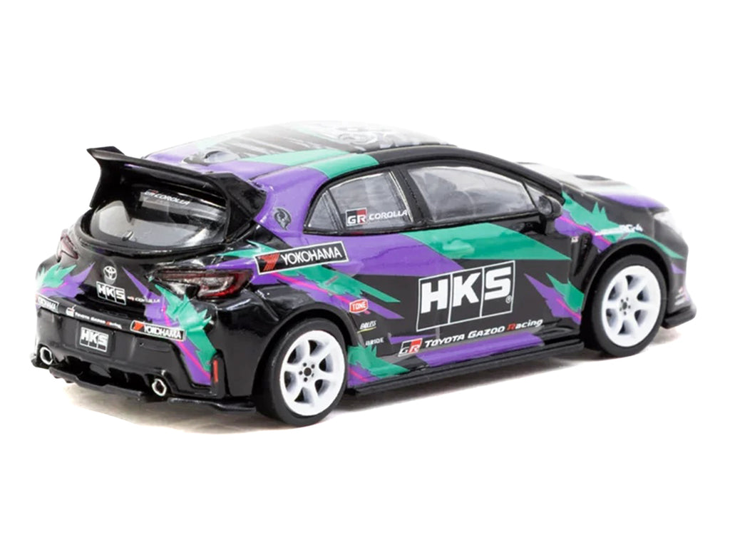 Toyota GR Corolla RHD (Right Hand Drive) "HKS" Black with Graphics "Global64" Series 1/64 Diecast Model by Tarmac Works - image 3