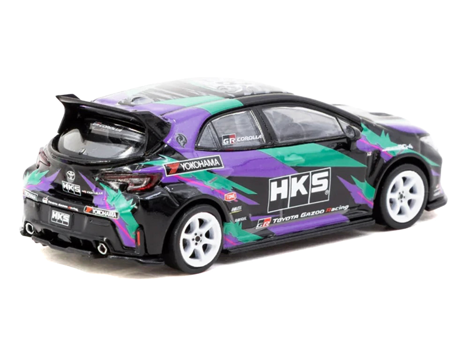 Toyota GR Corolla RHD (Right Hand Drive) "HKS" Black with Graphics "Global64" Series 1/64 Diecast Model by Tarmac Works - image 3