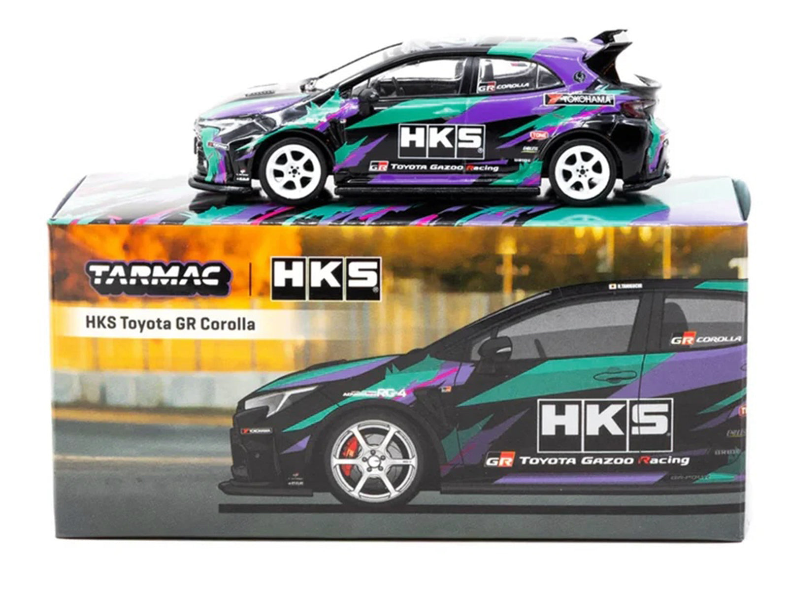 Toyota GR Corolla RHD (Right Hand Drive) "HKS" Black with Graphics "Global64" Series 1/64 Diecast Model by Tarmac Works - image 4