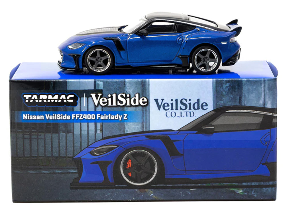 Nissan VeilSide FFZ400 Fairlady Z RHD (Right Hand Drive) Blue Metallic with Black Top "Global64" Series 1/64 Diecast Model by Tarmac Works - image 3