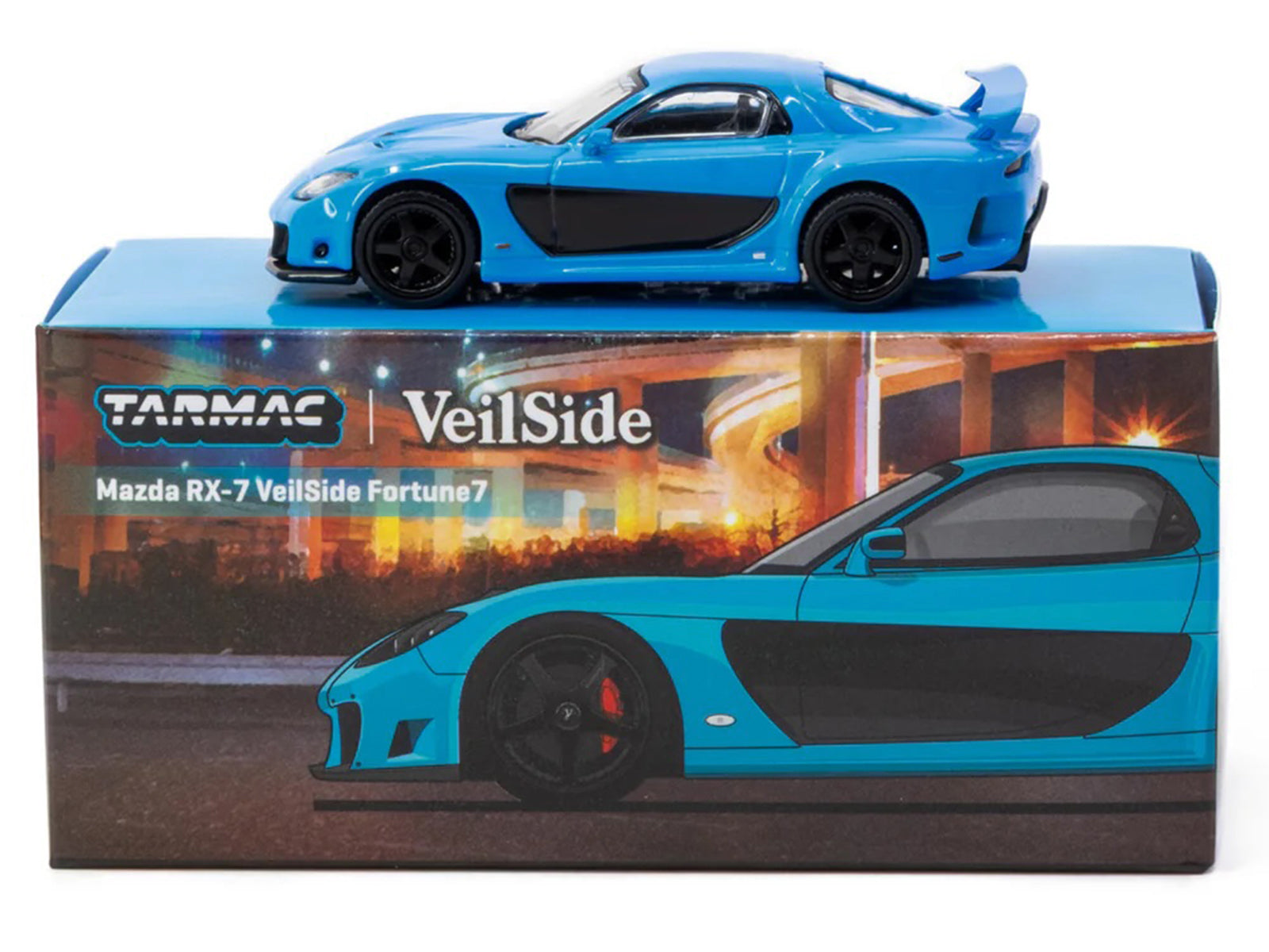 Mazda RX-7 "VeilSide Fortune7" RHD (Right Hand Drive) Blue "Global64" Series 1/64 Diecast Model Car by Tarmac Works - image 4