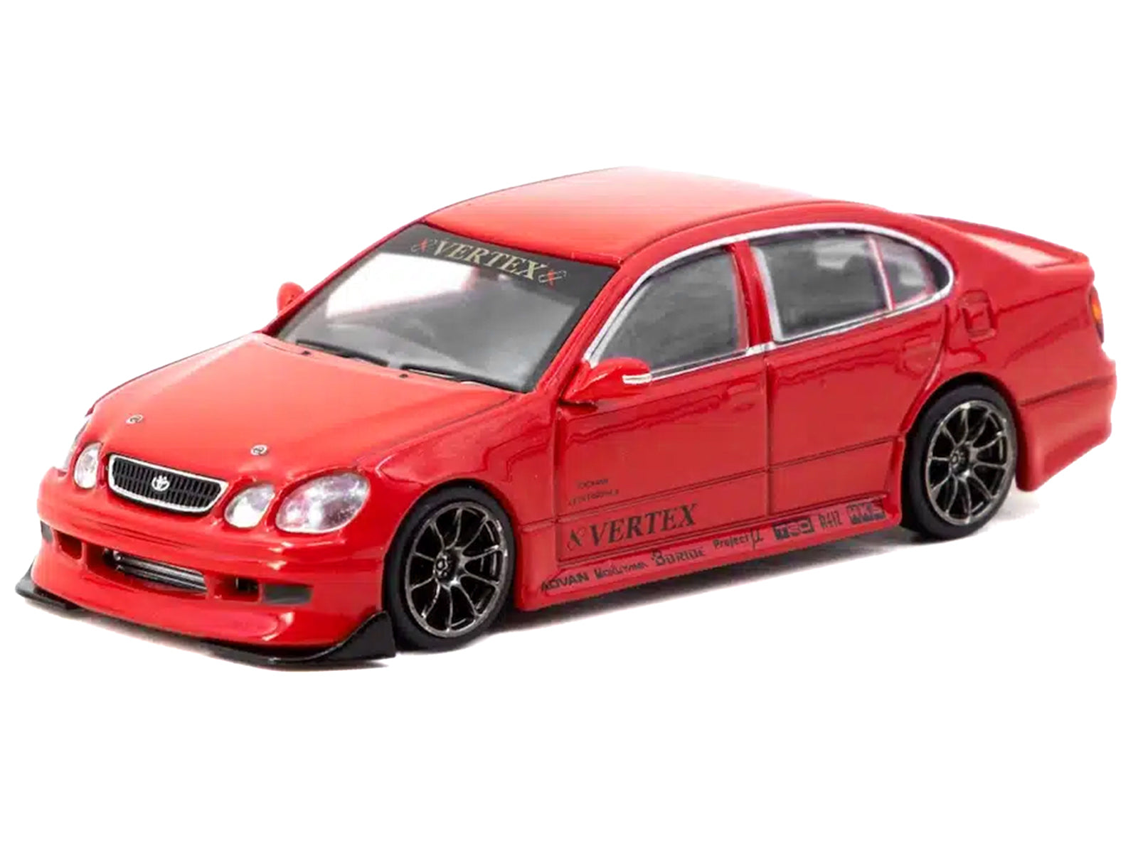 Toyota Vertex Aristo JZS161 RHD (Right Hand Drive) Red with Tarmac Cards "Global64" Series 1/64 Diecast Model Car by Tarmac Works - image 2