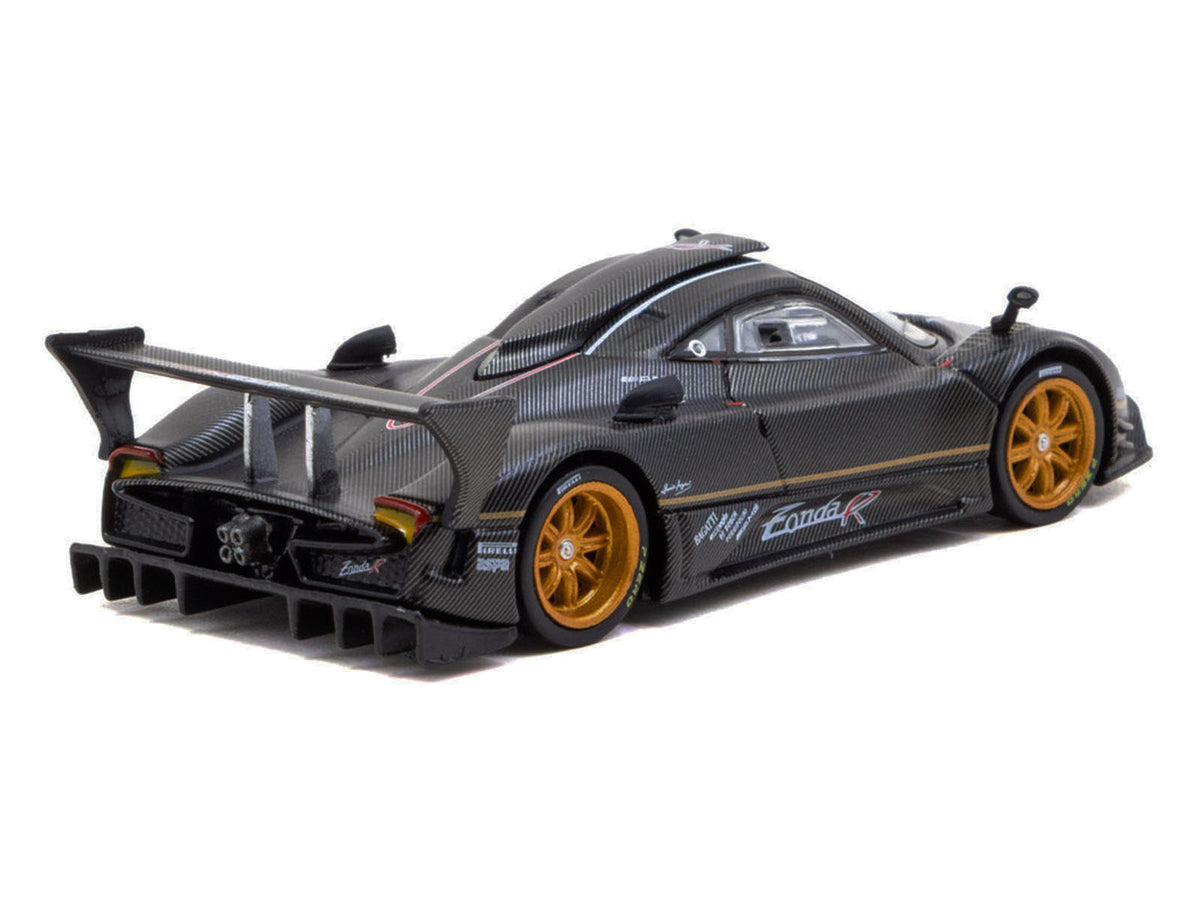 Pagani Zonda R Matt Black Carbon Fiber with Gold Wheels "Global64" Series 1/64 Diecast Model Car by Tarmac Works - image 3