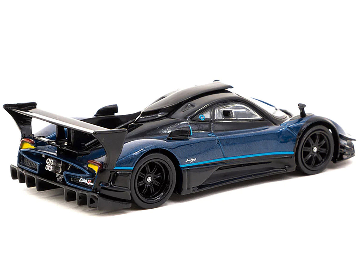 Pagani Zonda Revolucion Blue Metallic and Black with Light Blue Stripes "Global64" Series 1/64 Diecast Model Car by Tarmac Works - image 2