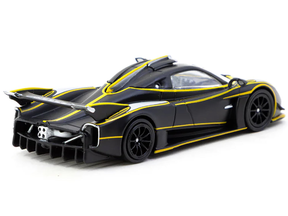 Pagani Huayra R Matt Black with Silver Accents and Yellow Stripes "Global64" Series 1/64 Diecast Model by Tarmac Works - image 2