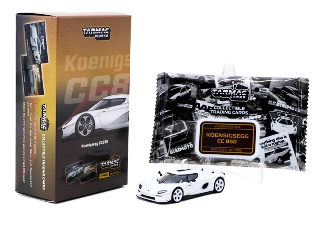 Koenigsegg CC850 White with Tarmac Cards "Global64" Series 1/64 Diecast Model by Tarmac Works - image 3