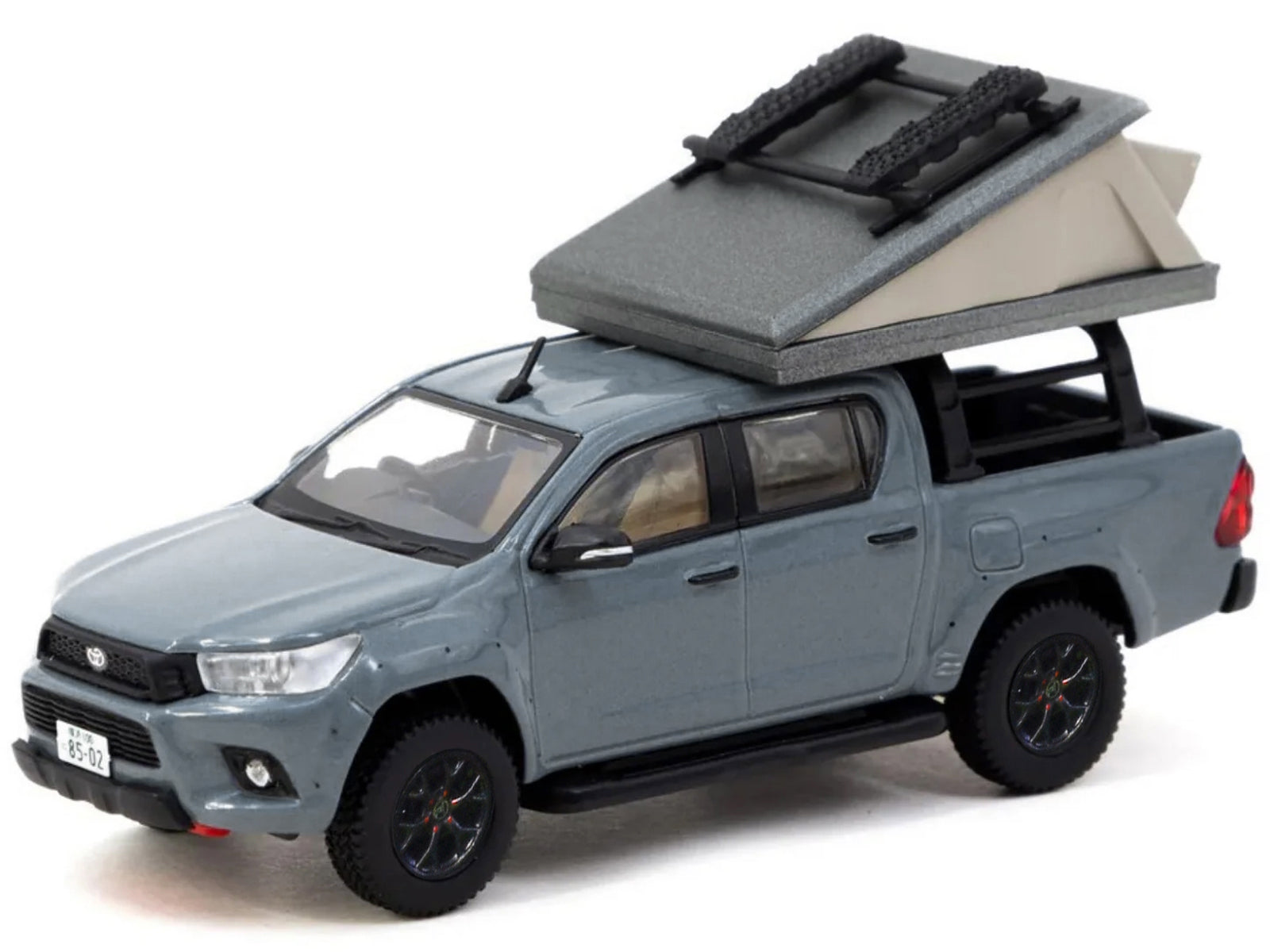 Toyota Hilux Pickup Truck RHD (Right Hand Drive) Gray with Camping Equipment "Road64" Series 1/64 Diecast Model Car by Tarmac Works - image 2