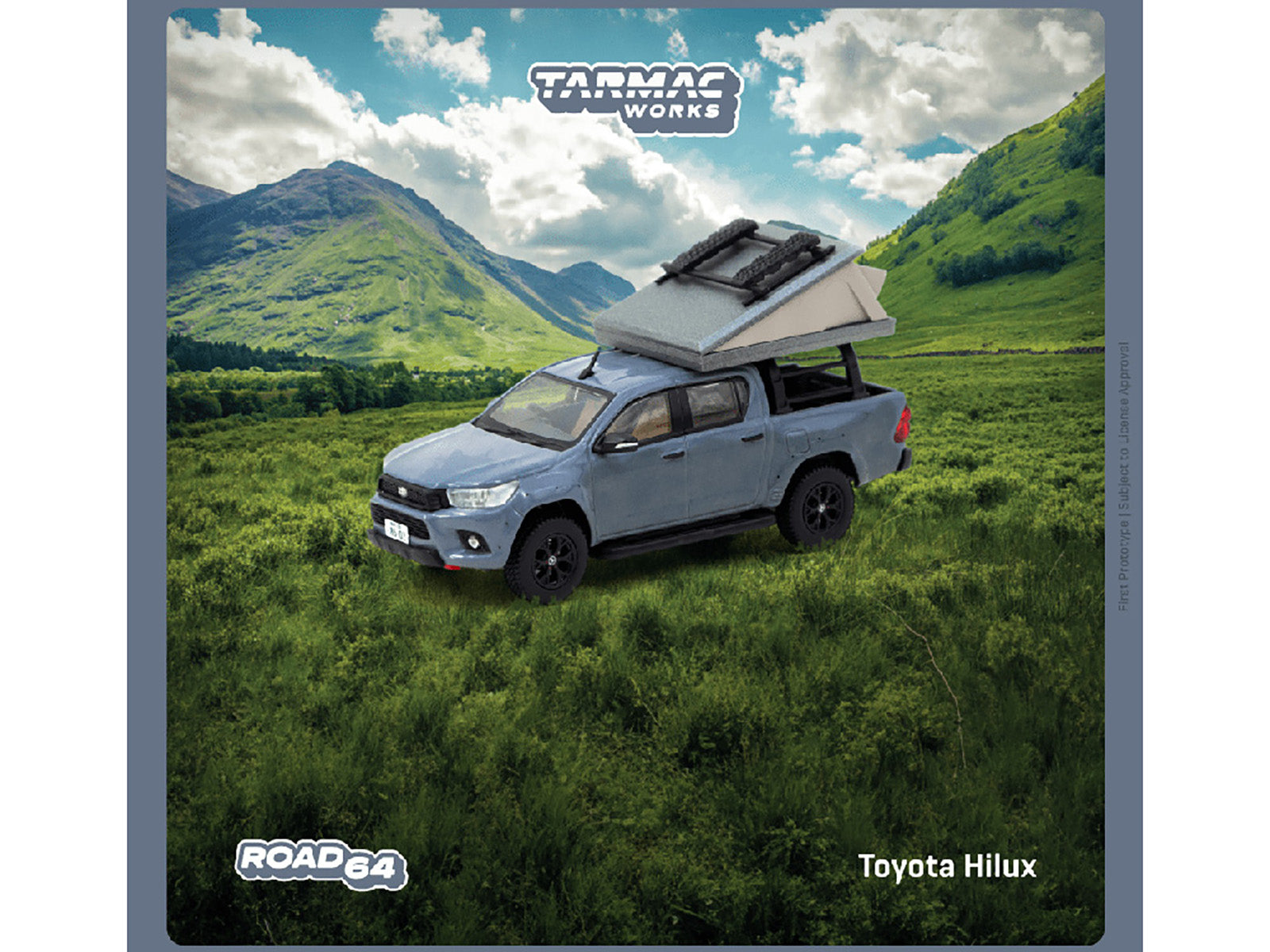 Toyota Hilux Pickup Truck RHD (Right Hand Drive) Gray with Camping Equipment "Road64" Series 1/64 Diecast Model Car by Tarmac Works - image 3
