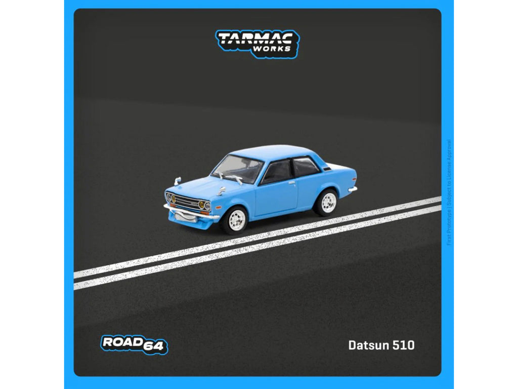 Datsun 510 Light Blue "Road64" Series 1/64 Diecast Model Car by Tarmac Works - image 3
