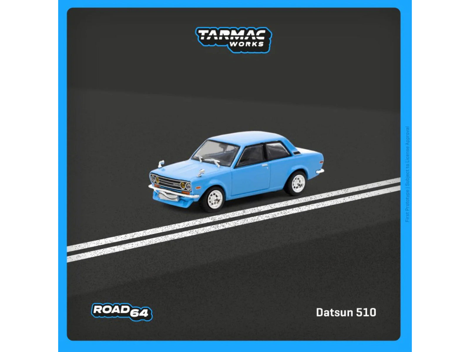 Datsun 510 Light Blue "Road64" Series 1/64 Diecast Model Car by Tarmac Works - image 3