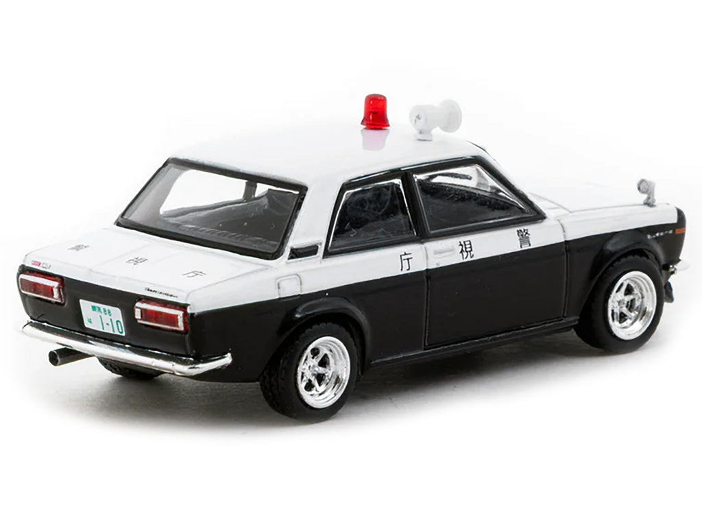Datsun 510 "Japanese Police" Black and White "Road64" Series 1/64 Diecast Model Car by Tarmac Works - image 3