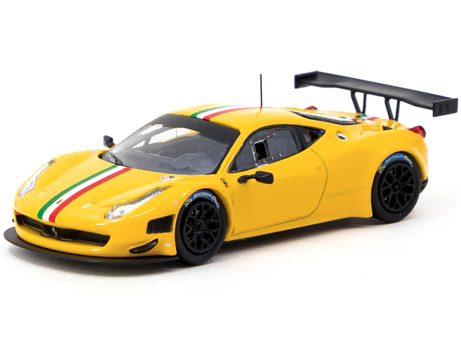 Ferrari 458 Italia GT3 Yellow with Italian Flag Stripes "Road64" Series 1/64 Diecast Model Car by Tarmac Works - image 2