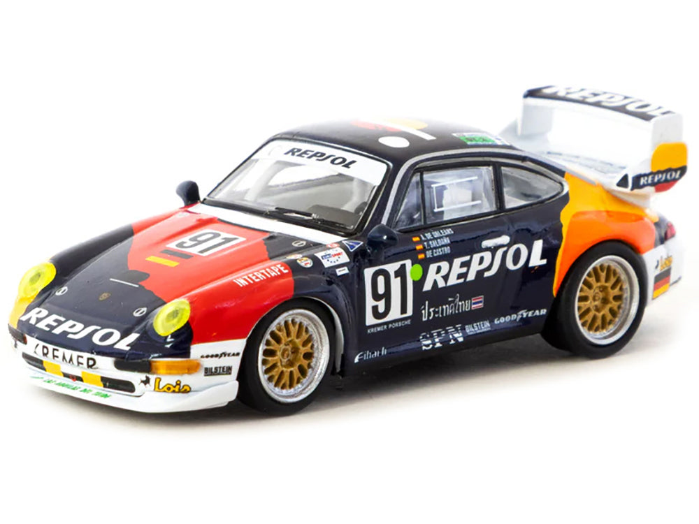 Porsche 911 GT2 #91 Tomas Saldana - Miguel Angel de Castro - Prince Alfonso de Orleans-Borbon "Kremer Racing - Repsol" "24 Hours of Le Mans" (1995) "Collab64" Series 1/64 Diecast Model Car by Schuco & Tarmac Works - image 2