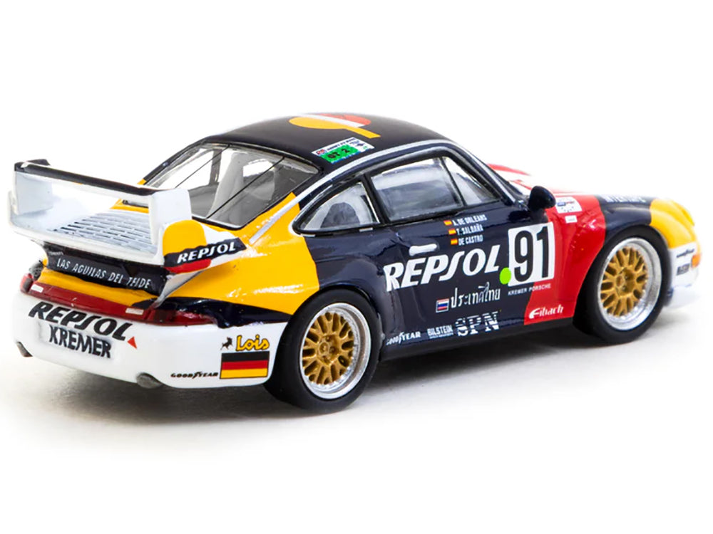 Porsche 911 GT2 #91 Tomas Saldana - Miguel Angel de Castro - Prince Alfonso de Orleans-Borbon "Kremer Racing - Repsol" "24 Hours of Le Mans" (1995) "Collab64" Series 1/64 Diecast Model Car by Schuco & Tarmac Works - image 3