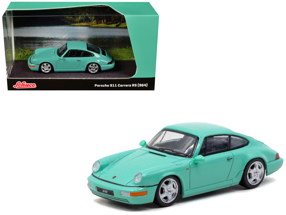Porsche 911 Carrera RS (964) Mint Green "Collab64" Series 1/64 Diecast Model Car by Schuco & Tarmac Works
