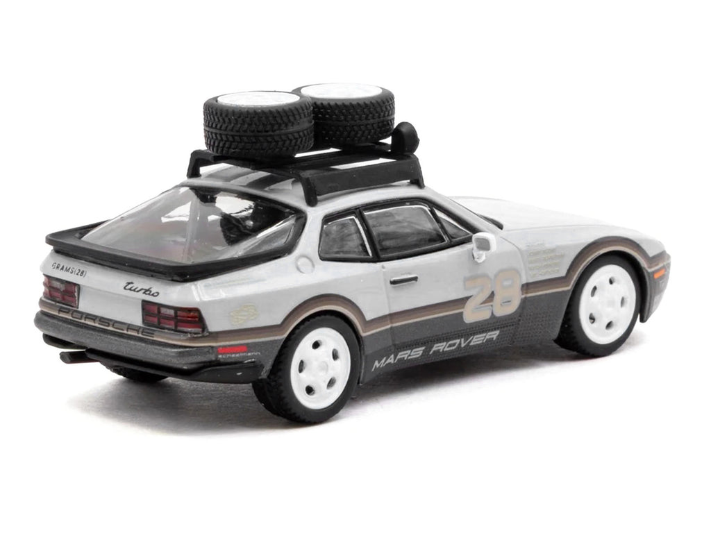 Porsche "GRAMS28 Mars Rover" 944 #28 Gray and Brown with Roof Rack "Collab64" Series 1/64 Diecast Model Car by Schuco & Tarmac Works - image 3