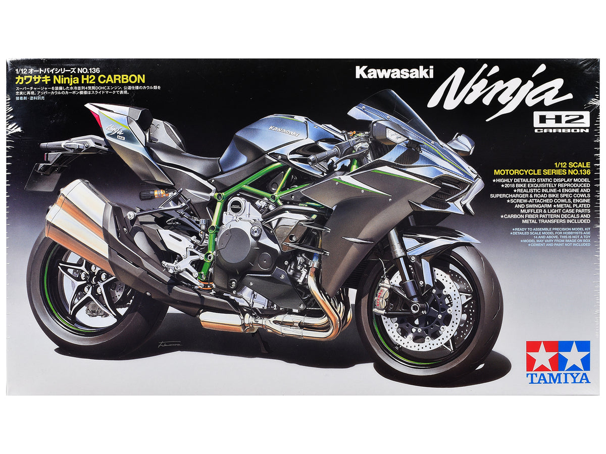Model Kit Kawasaki Ninja H2 Carbon Motorcycle 1/12 Scale Model by Tamiya
