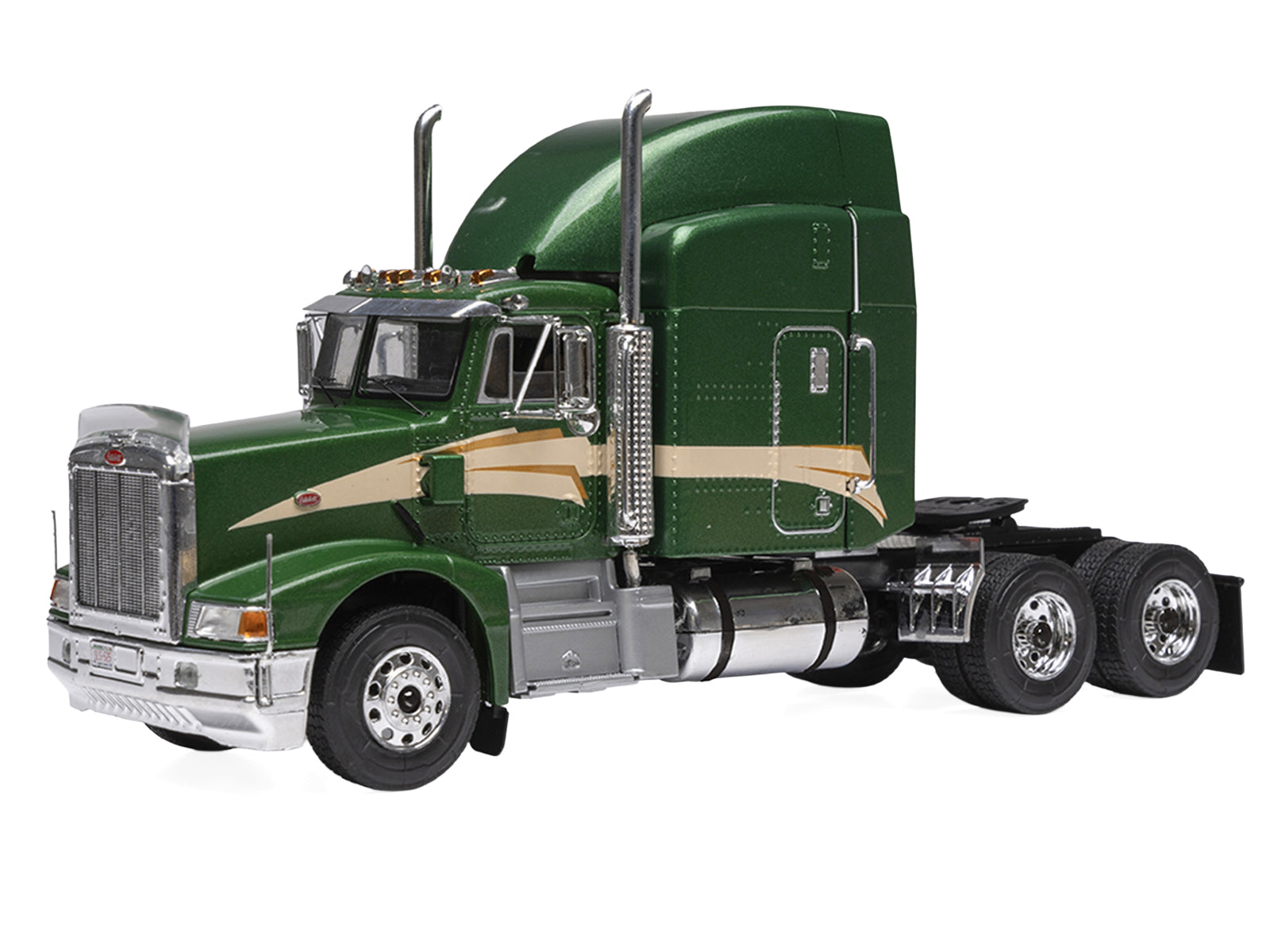 1998 Peterbilt 377 A/E Truck Tractor Green Metallic with Beige Stripes 1/43 Diecast Model by IXO Models - image 2
