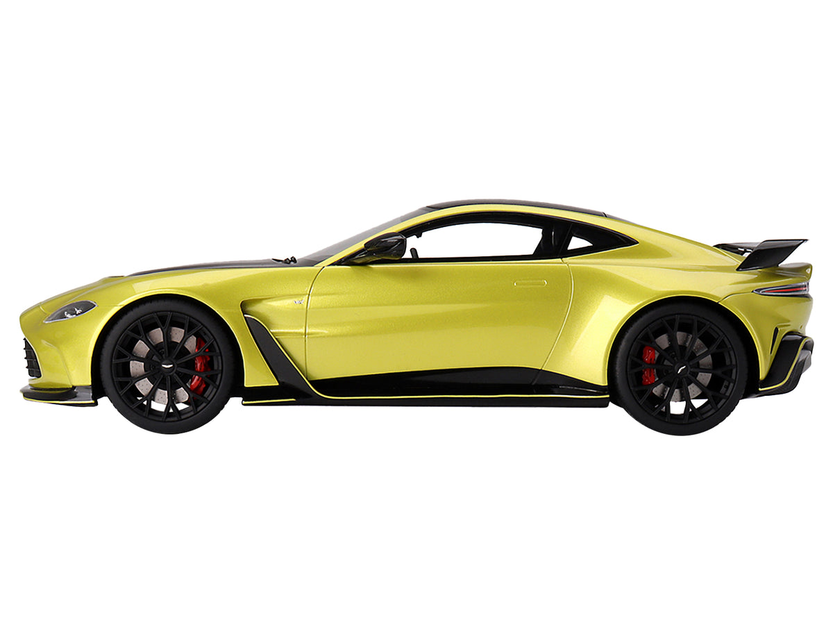 2022 Aston Martin V12 Vantage RHD (Right Hand Drive) Cosmopolitan Yellow with Black Hood and Top 1/18 Model Car by Top Speed - image 3