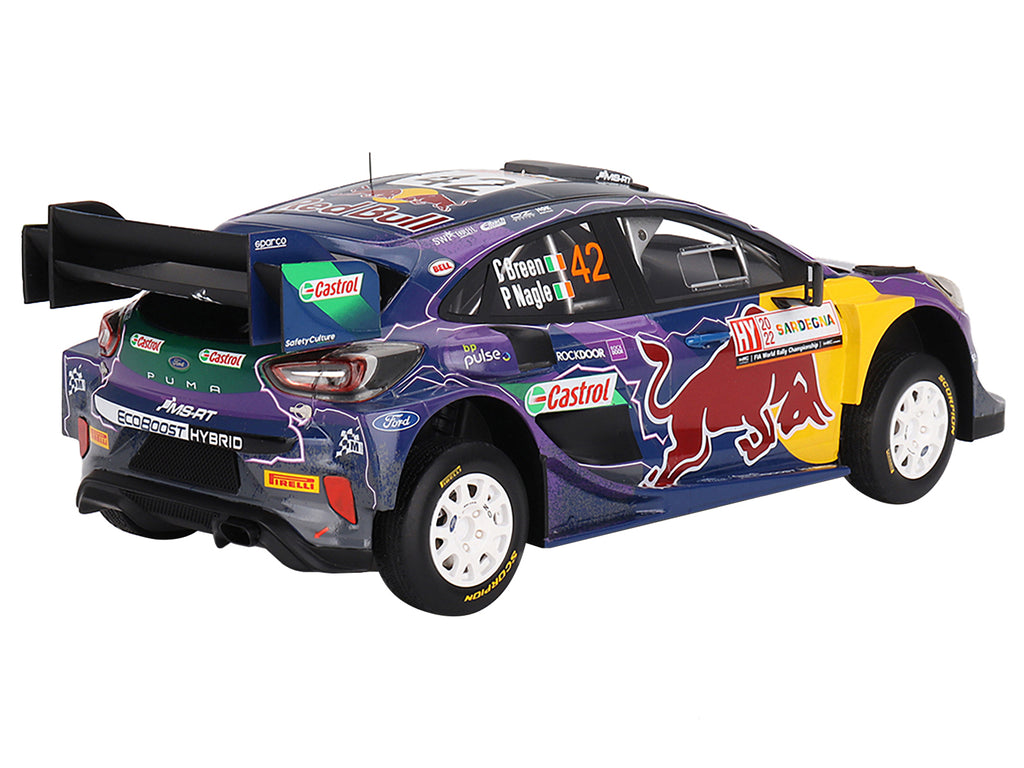 Ford Puma Rally1 #42 Craig Breen - Paul Nagle "M-Sport Ford WRT" 2nd Place "Rally Italia Sardegna" (2022) 1/18 Model Car by Top Speed - image 4