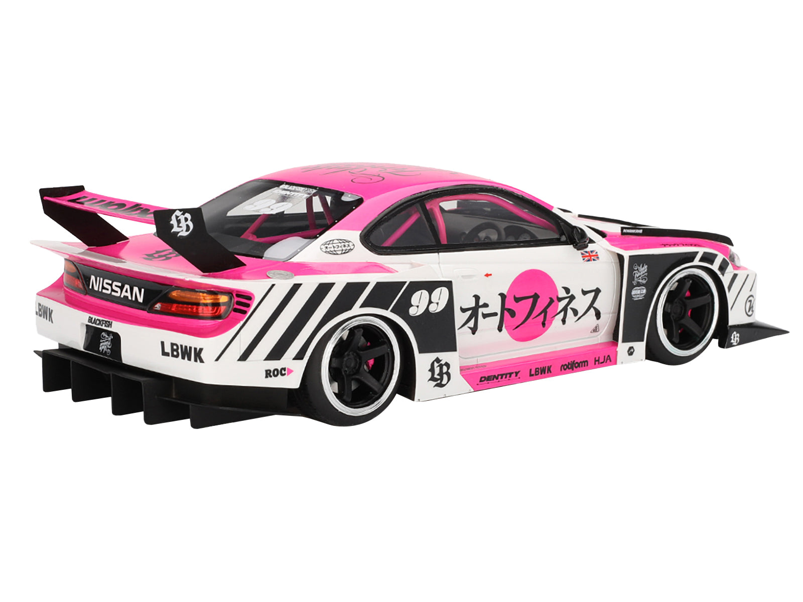 Nissan "LB-Super Silhouette" S15 SILVIA RHD (Right Hand Drive) #99 "Auto Finesse - SEMA 2023" White and Pink 1/18 Model Car by Top Speed - image 4