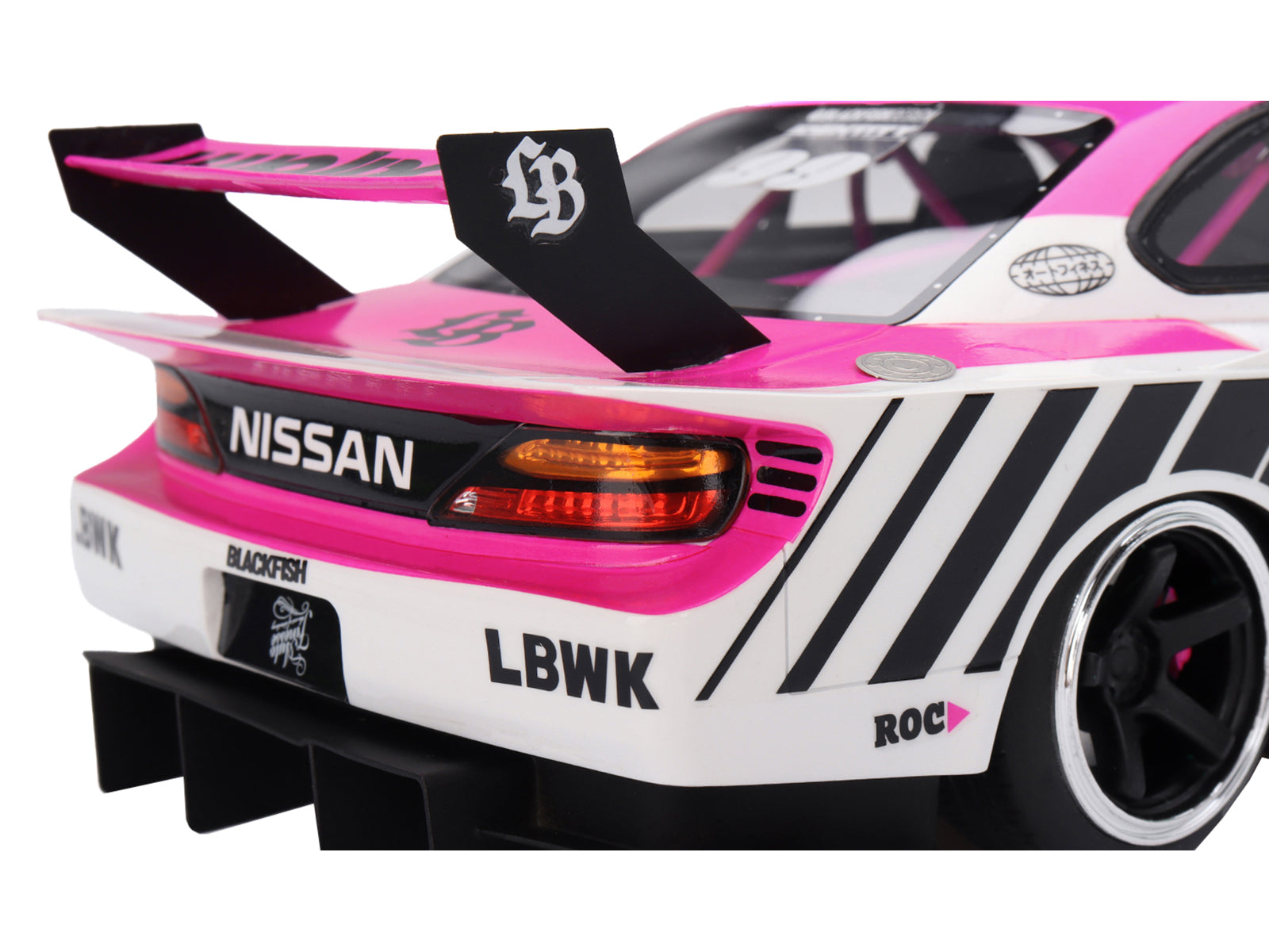 Nissan "LB-Super Silhouette" S15 SILVIA RHD (Right Hand Drive) #99 "Auto Finesse - SEMA 2023" White and Pink 1/18 Model Car by Top Speed - image 5