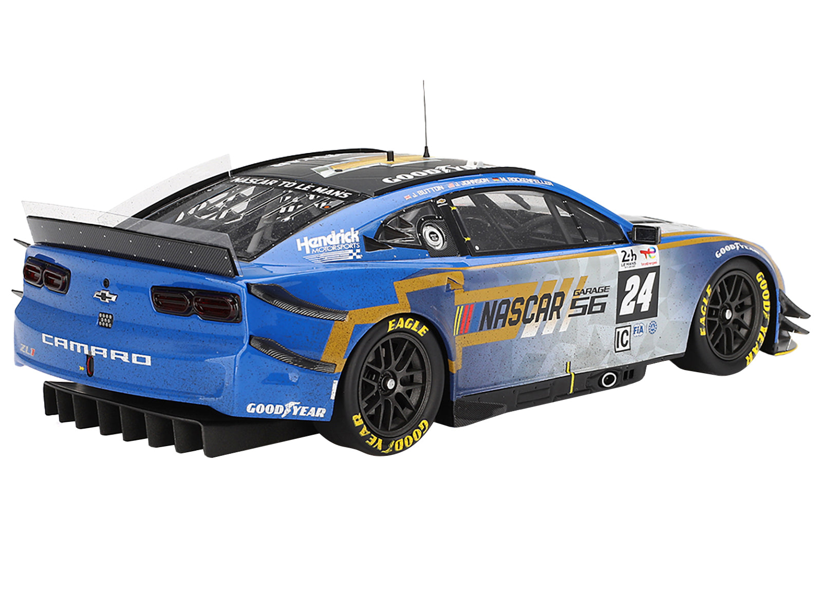 Chevrolet Camaro ZL1 #24 Jenson Button - Jimmie Johnson - Mike Rockenfeller (Post-Race Weathered Version) "Hendrick Motorsports - NASCAR Next Gen Garage 56" Innovative "24 Hours of Le Mans" (2023) 1/18 Model Car by Top Speed - image 5