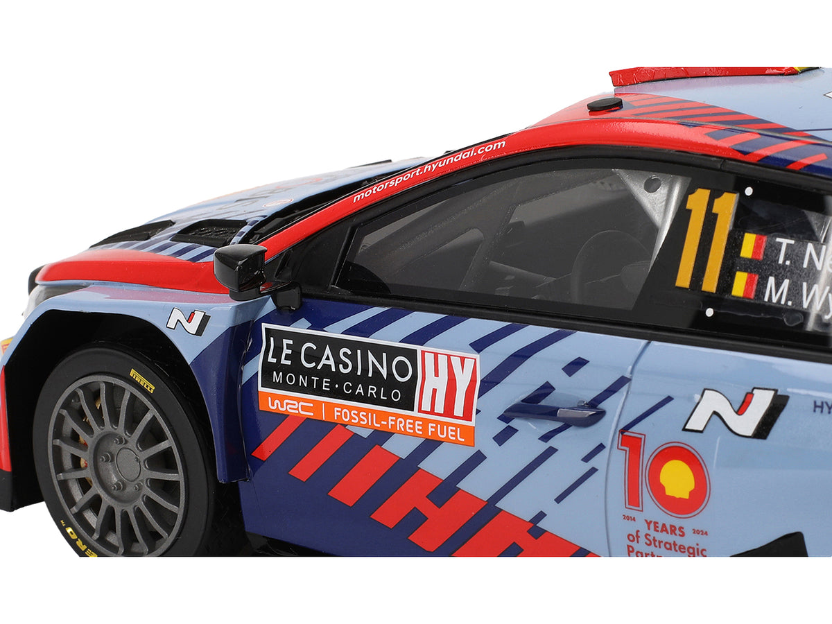 Hyundai i20 N Rally1 Hybrid #11 Thierry Neuville - Martijn Wydaeghe "Hyundai Shell Mobis WRT"  Winner WRC "Monte Carlo Rally" (2024) 1/18 Model Car by Top Speed - image 2
