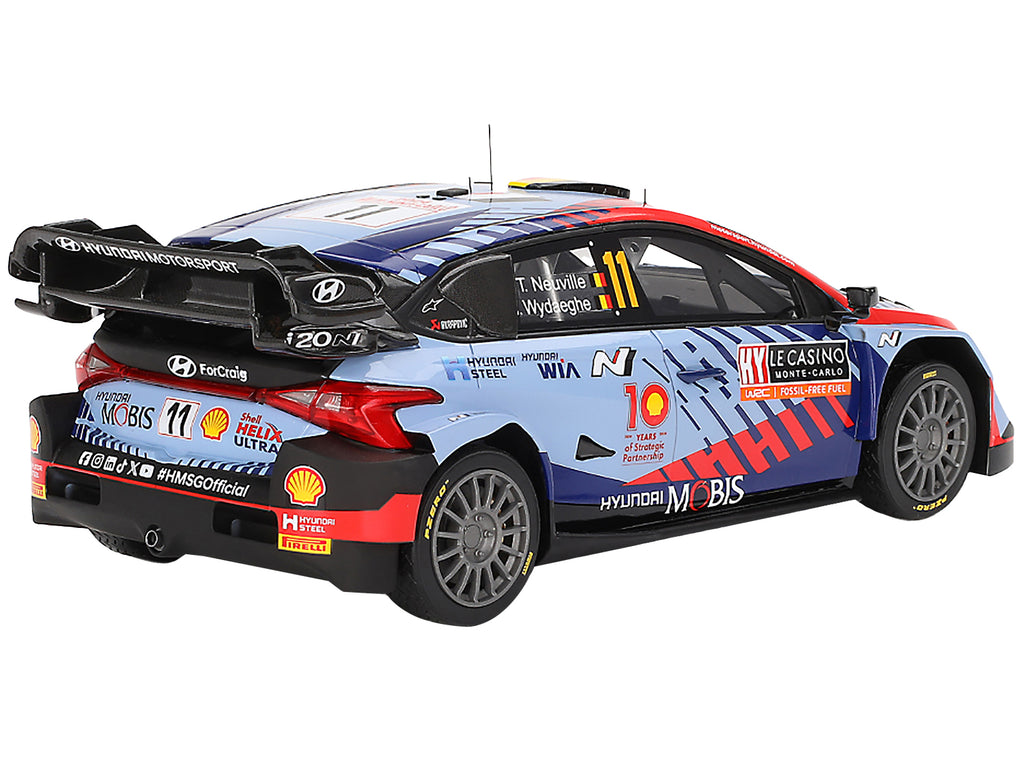Hyundai i20 N Rally1 Hybrid #11 Thierry Neuville - Martijn Wydaeghe "Hyundai Shell Mobis WRT"  Winner WRC "Monte Carlo Rally" (2024) 1/18 Model Car by Top Speed - image 5