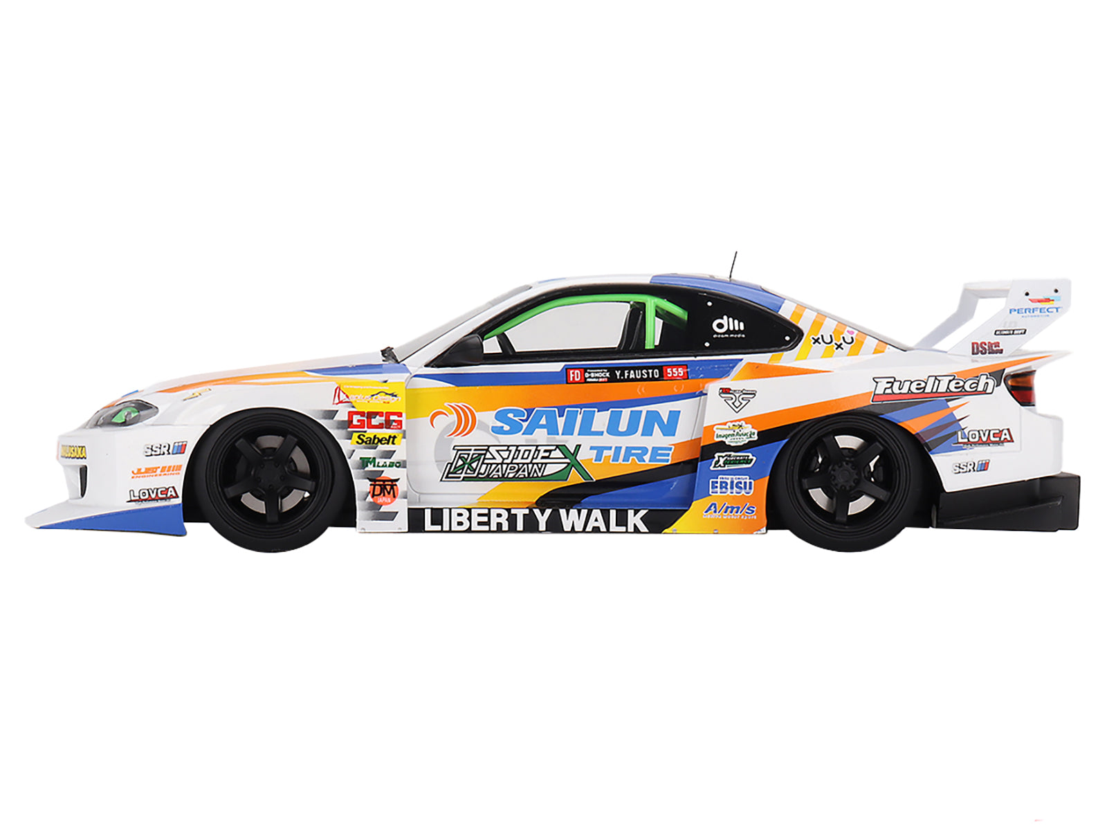 Nissan LB-Super Silhouette S15 SILVIA #555 Yukio Fausto "Formula Drift Japan" (2023) 1/18 Model Car by Top Speed - image 3