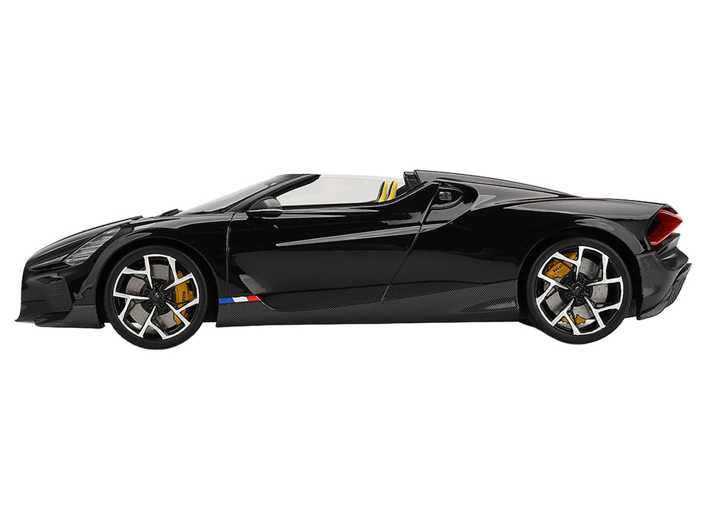 Bugatti W16 Mistral Black with Yellow Interior 1/18 Model Car by Top Speed - image 3
