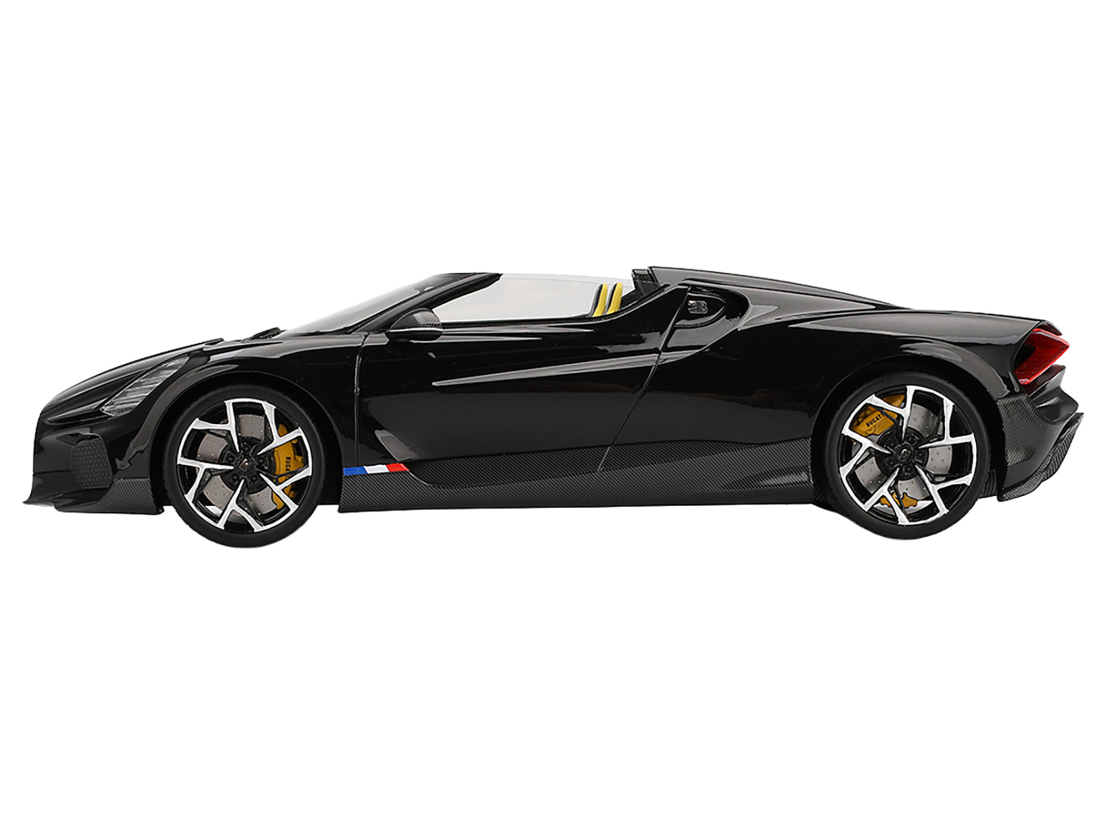 Bugatti W16 Mistral Black with Yellow Interior 1/18 Model Car by Top Speed - image 3