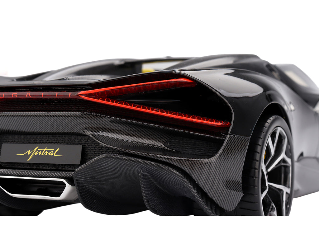 Bugatti W16 Mistral Black with Yellow Interior 1/18 Model Car by Top Speed - image 5