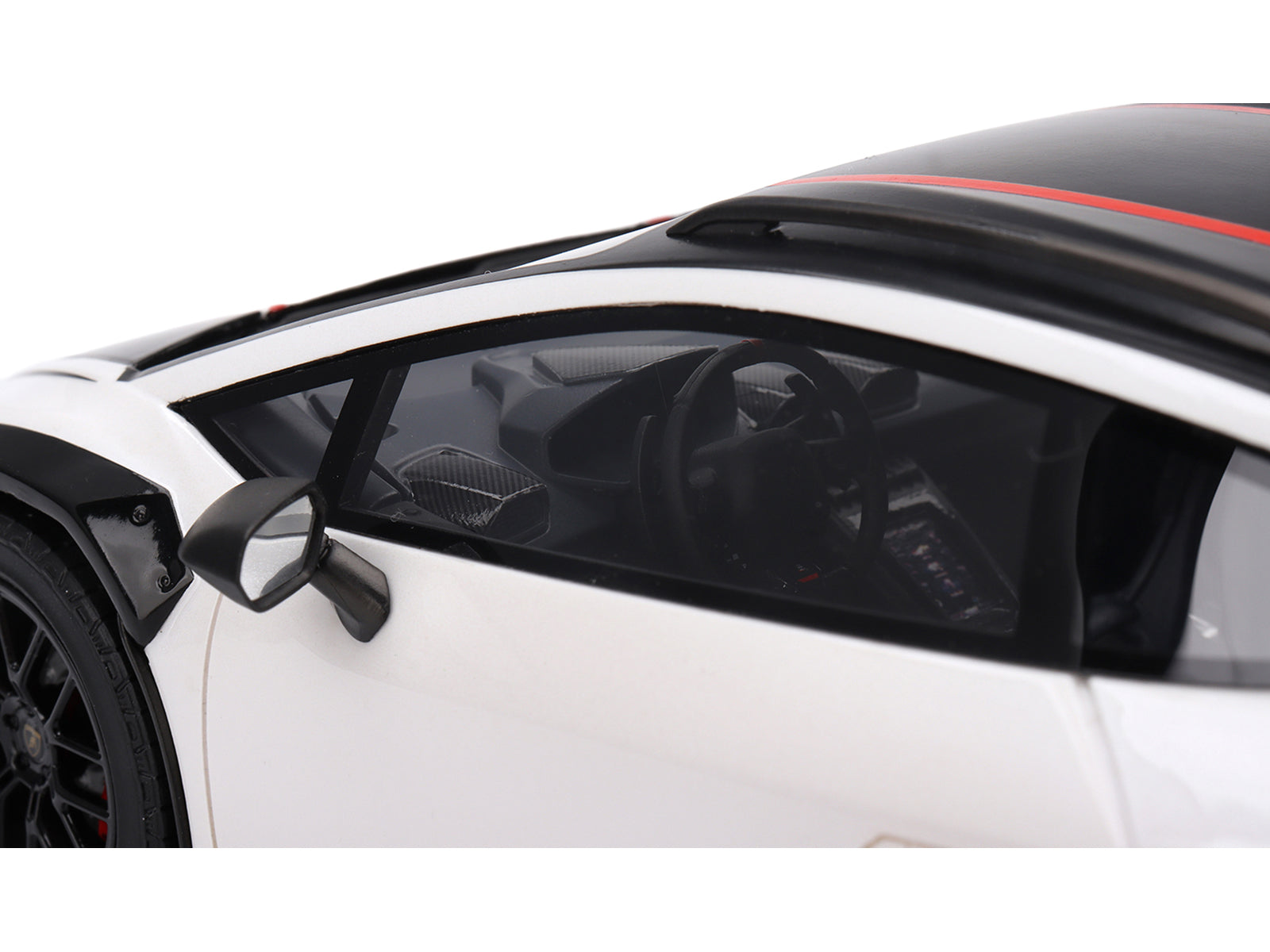 Lamborghini Huracan Sterrato Bianco Asopo White with Matt Black Top and Red Stripes 1/18 Model Car by Top Speed - image 2
