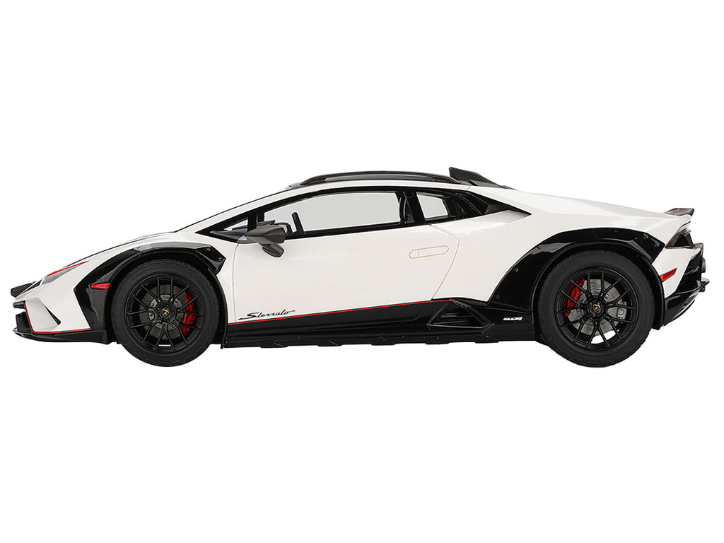 Lamborghini Huracan Sterrato Bianco Asopo White with Matt Black Top and Red Stripes 1/18 Model Car by Top Speed - image 3