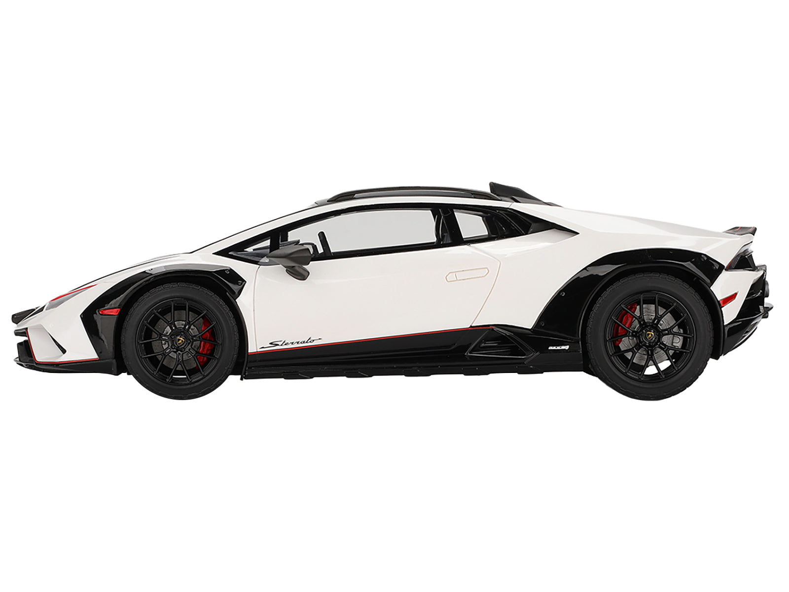 Lamborghini Huracan Sterrato Bianco Asopo White with Matt Black Top and Red Stripes 1/18 Model Car by Top Speed - image 3