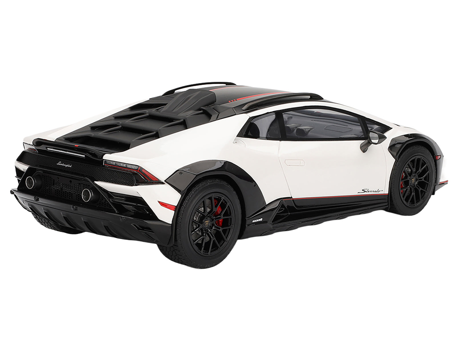 Lamborghini Huracan Sterrato Bianco Asopo White with Matt Black Top and Red Stripes 1/18 Model Car by Top Speed - image 5