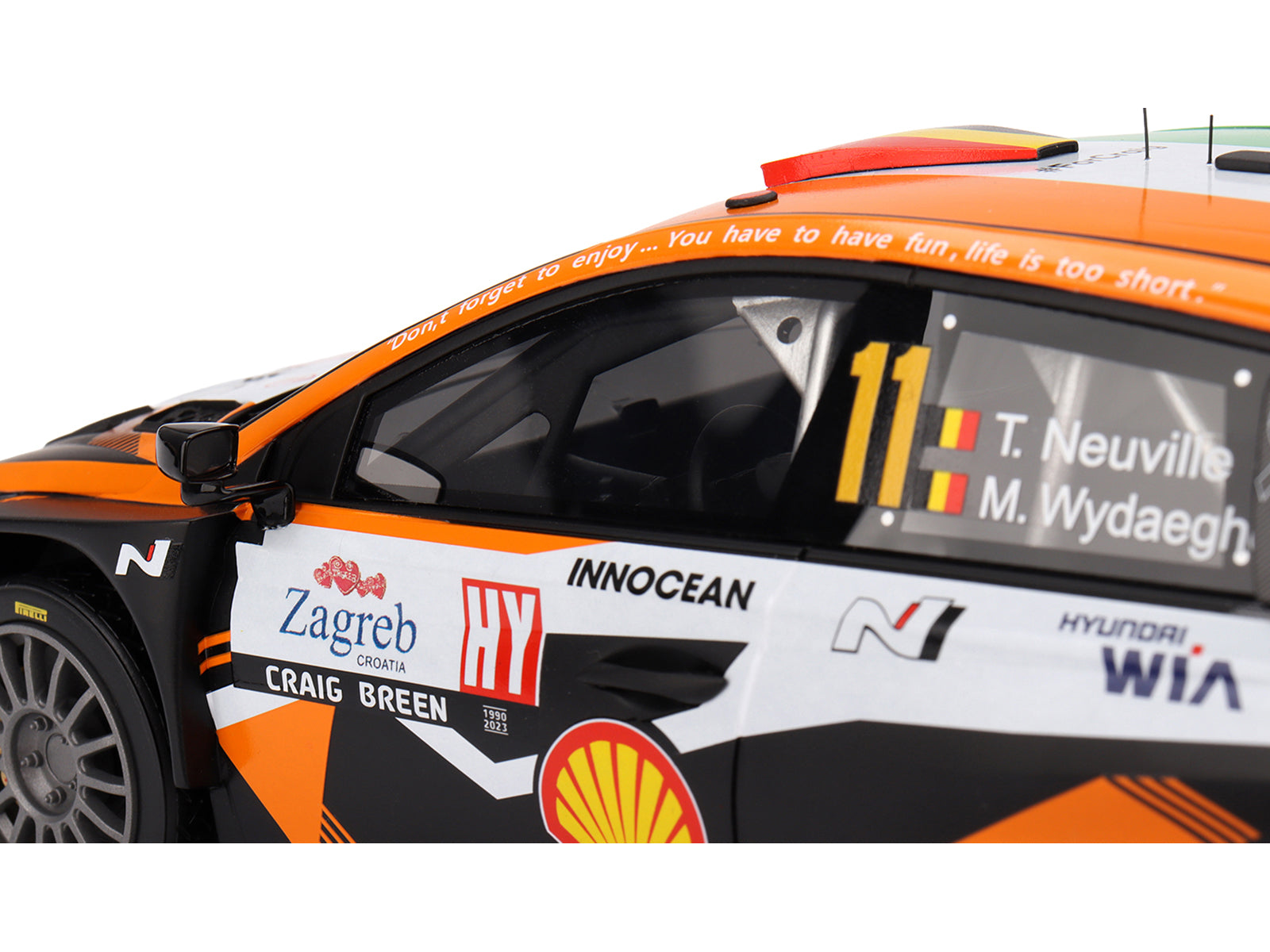 Hyundai i20 N Rally1 Hybrid #11 Thierry Neuville - Martijn Wydaeghe "Hyundai Shell Mobis WRT"  Winner "Rally Croatia Power Stage" (2023) 1/18 Model Car by Top Speed - image 2