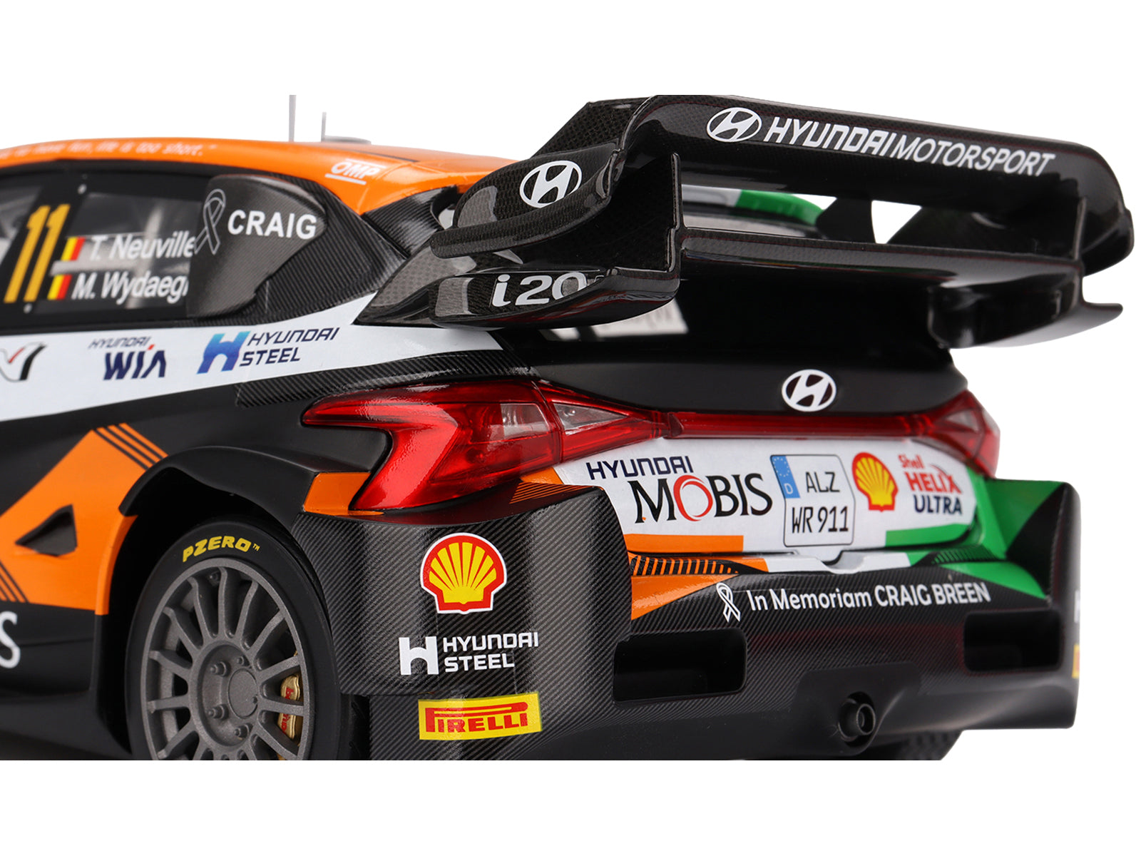 Hyundai i20 N Rally1 Hybrid #11 Thierry Neuville - Martijn Wydaeghe "Hyundai Shell Mobis WRT"  Winner "Rally Croatia Power Stage" (2023) 1/18 Model Car by Top Speed - image 3
