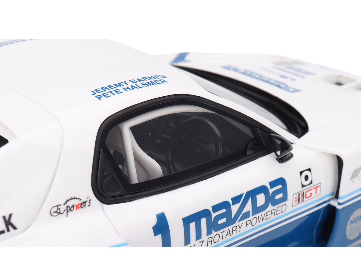 Mazda RX-7 LB-Super Silhouette RHD (Right Hand Drive) #1 Jeremy Barnes - Pete Halsmer "IMSA" White and Blue 1/18 Model Car by Top Speed